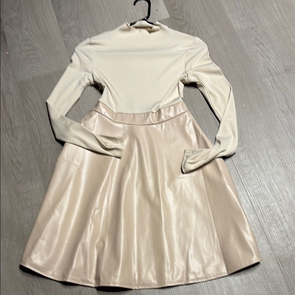SHEIN Cream and Tan Long Sleeve Dress